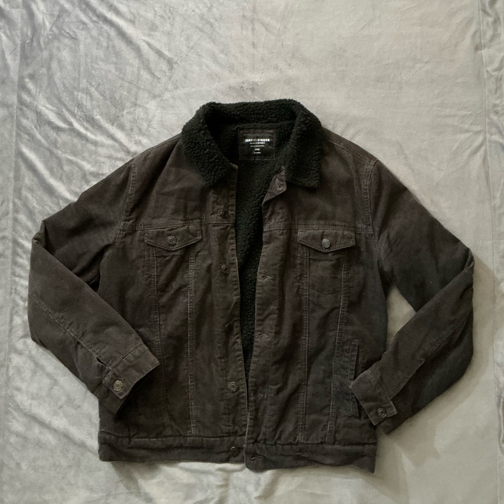 Sunrise Kingdom Dark Brown Black Sherpa Lined Jacket - Unisex
